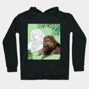 Father Lion and Baby Lion of the Jungle. Hoodie